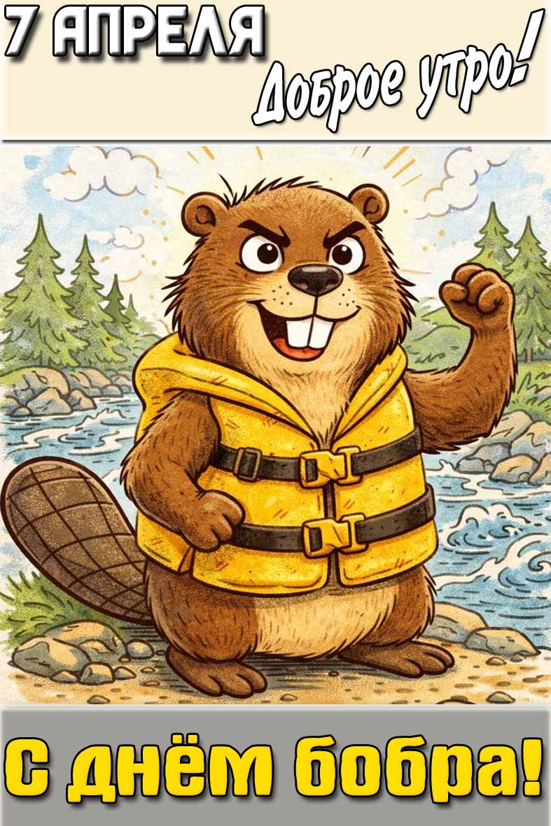 Картинка "7 апреля доброе утро! С днём бобра!"