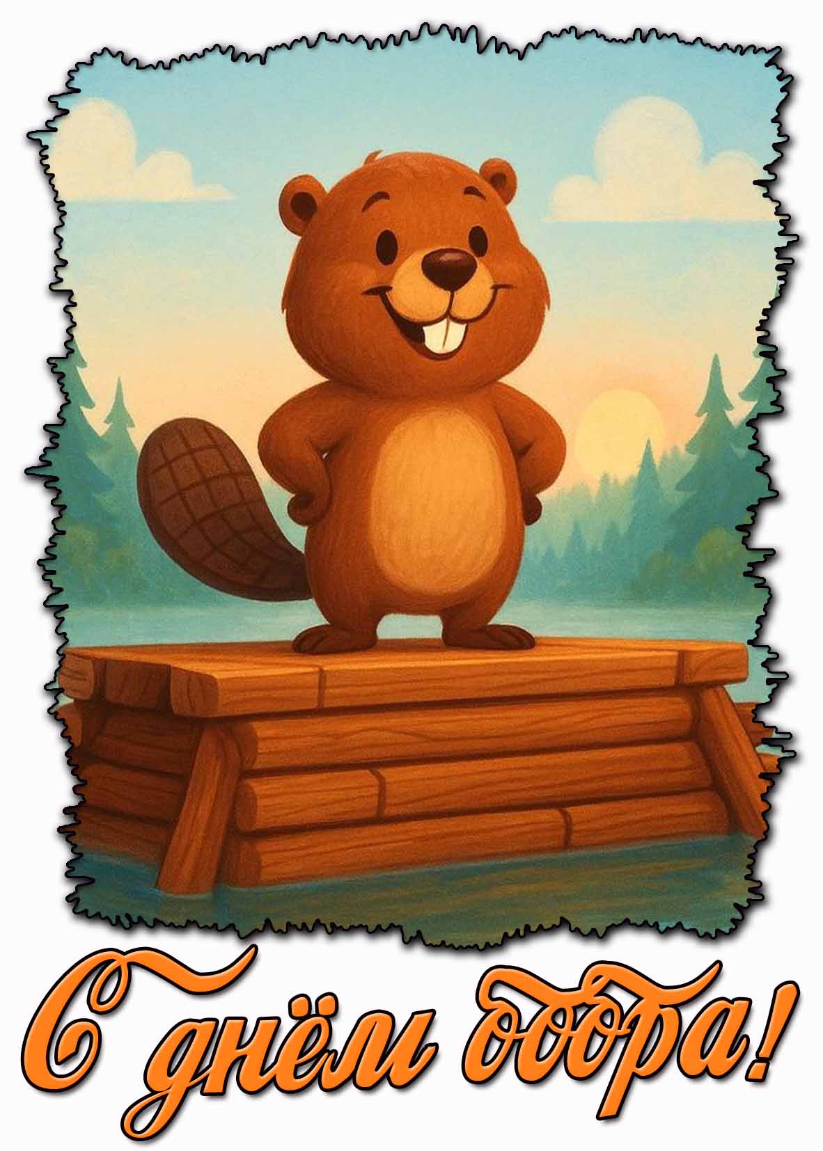 Прикольная открытка с днём бобра