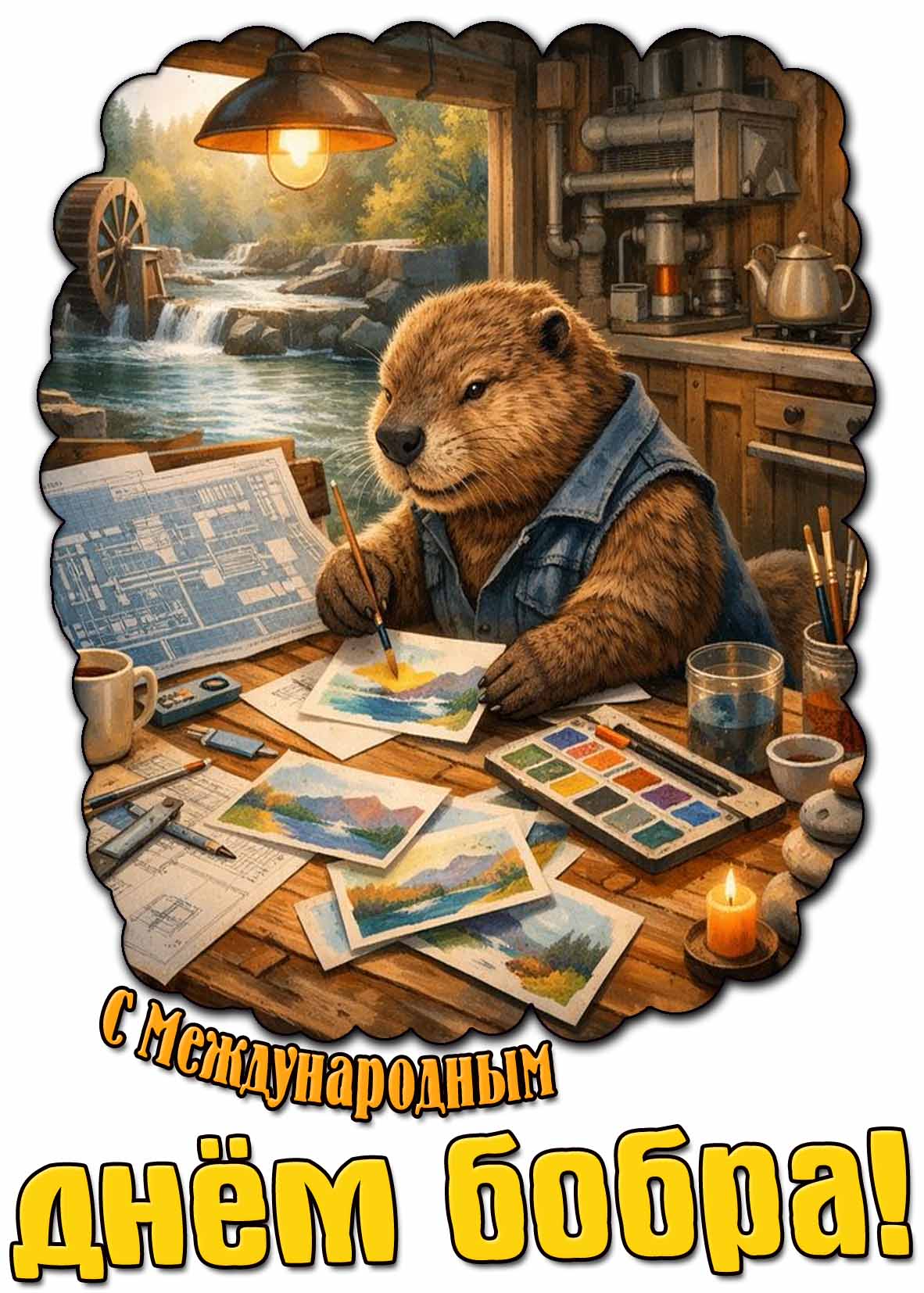 Красивая открытка с Международным днём бобра