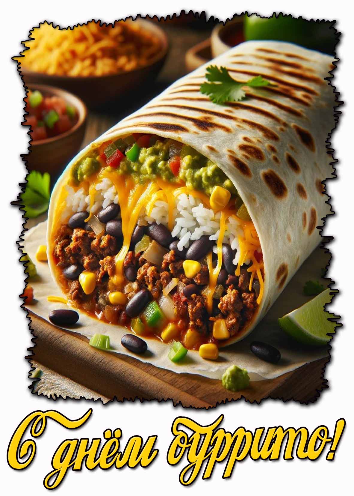 С днём буррито! - красивая открытка