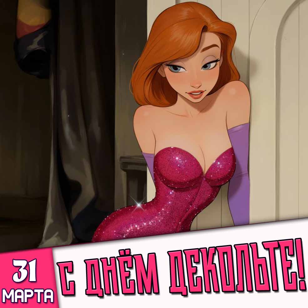 Мультяшная картинка 31 марта - с днём декольте!