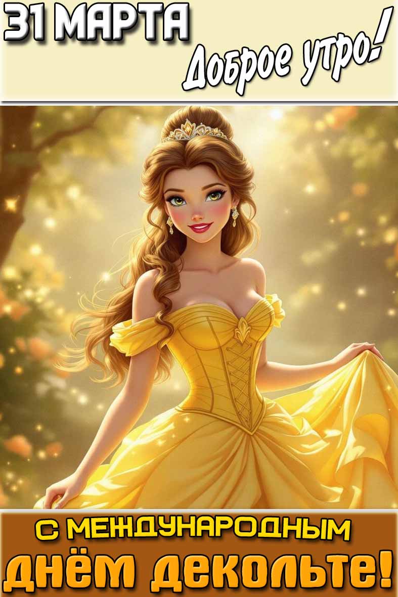 Открытка "31 марта доброе утро! С Международным днём декольте!"