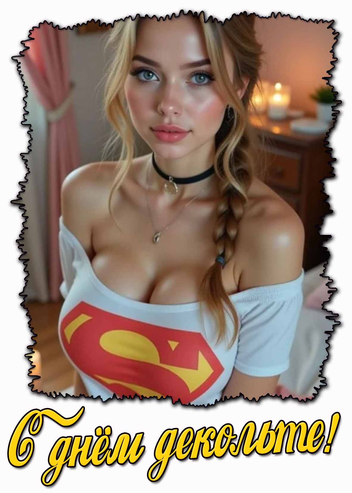 Открытка с днём декольте