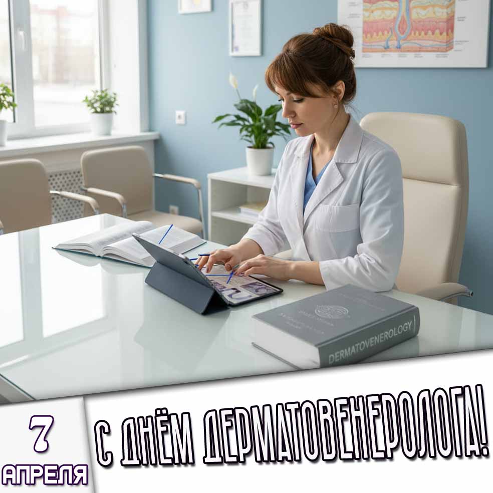 Открытка 7 апреля - с днём дерматовенеролога!