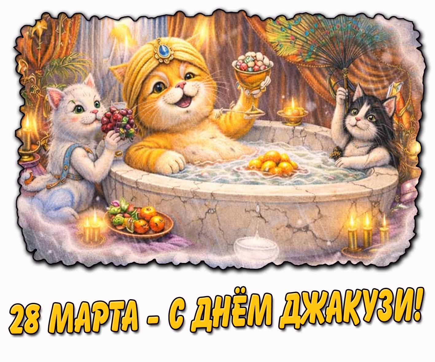 Прикольная открытка "28 марта - с днём джакузи!"