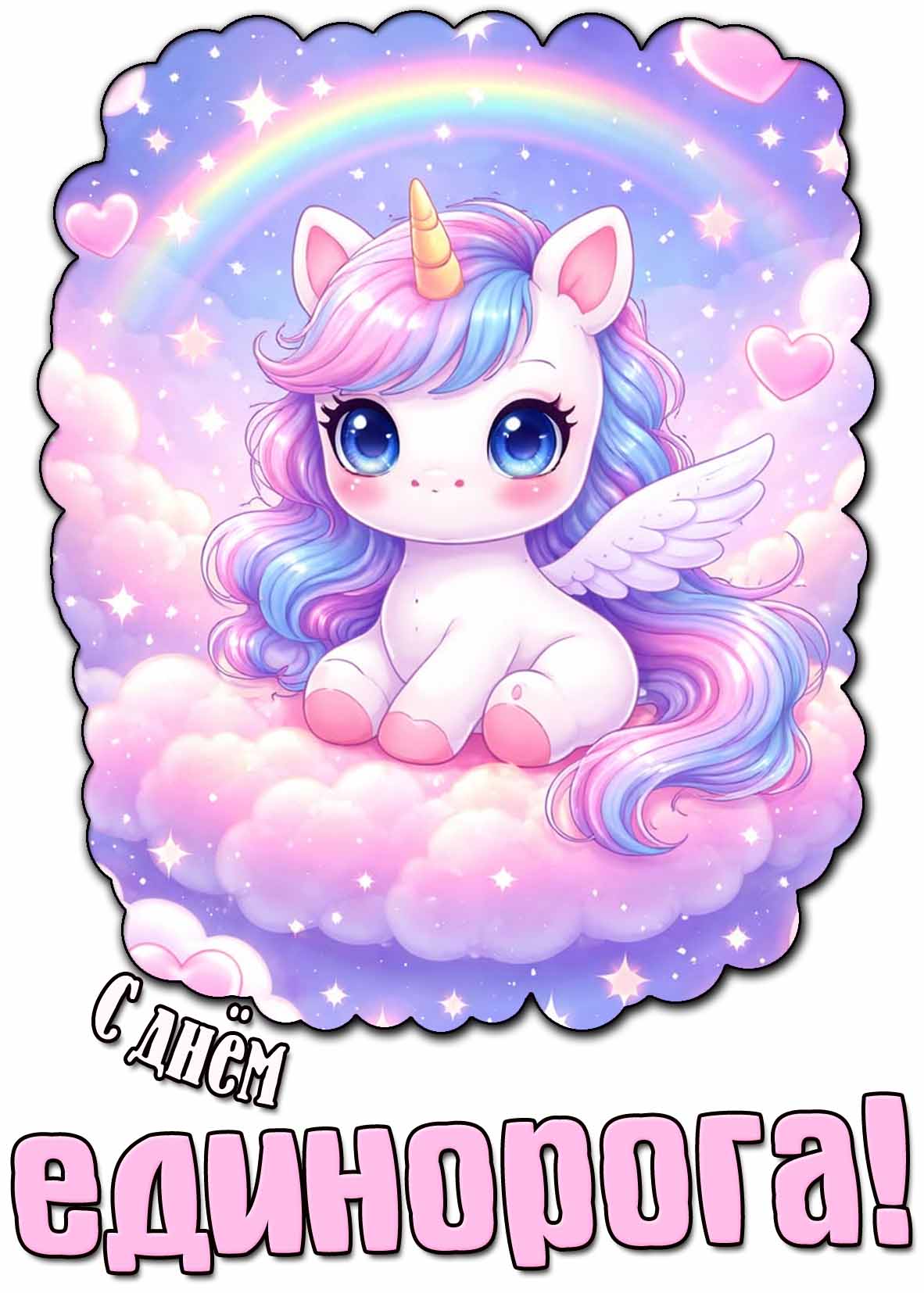 Детская открытка с днём единорога