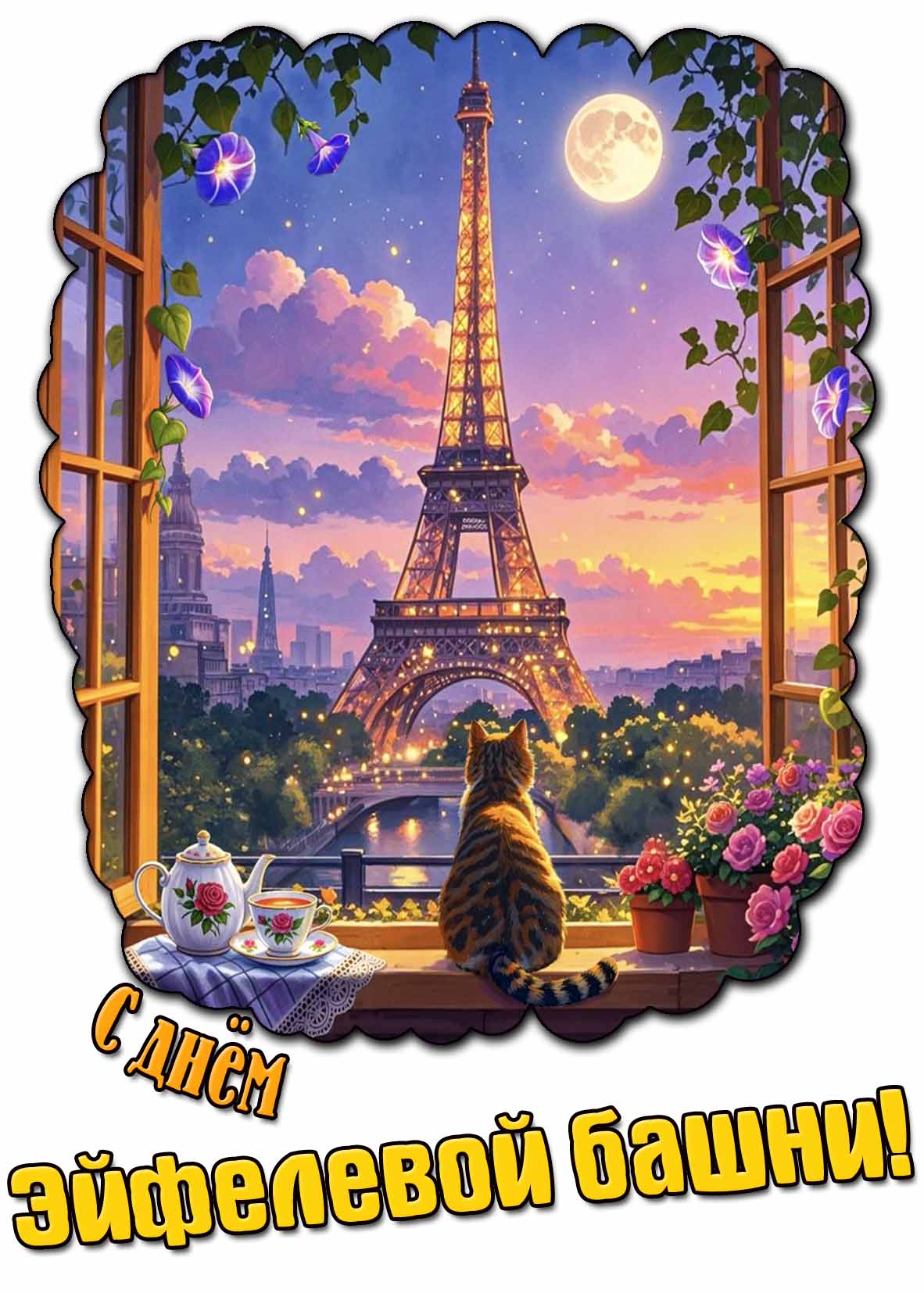 С днём Эйфелевой башни! - красивая открытка