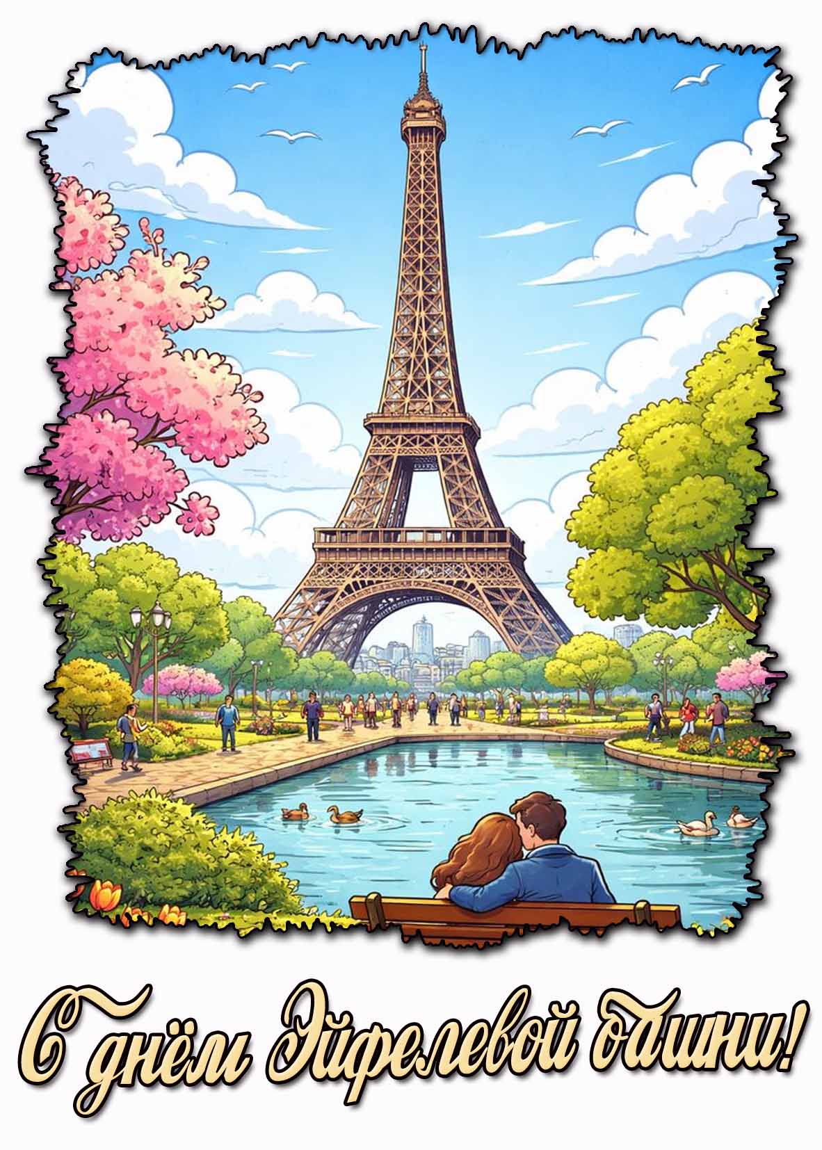 Картинка с днём Эйфелевой башни