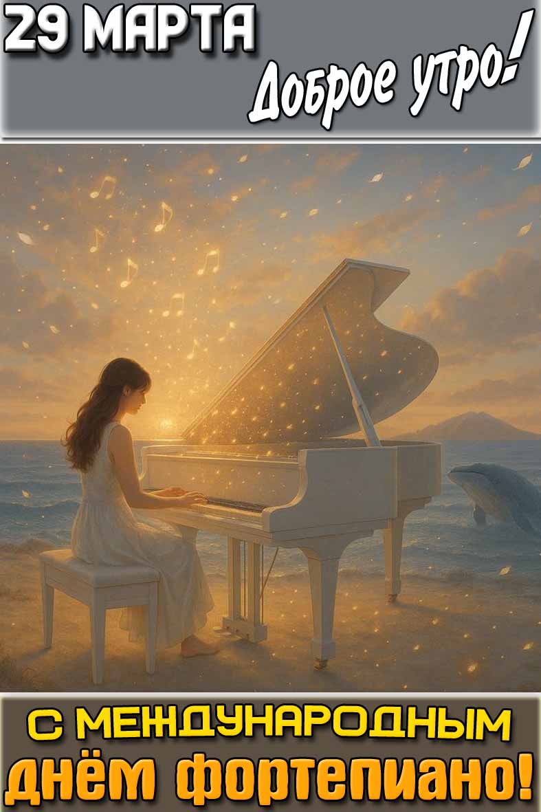 Открытка "29 марта доброе утро! С Международным днём фортепиано!"