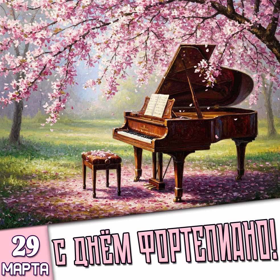 Весенняя открытка 29 марта - с днём фортепиано!