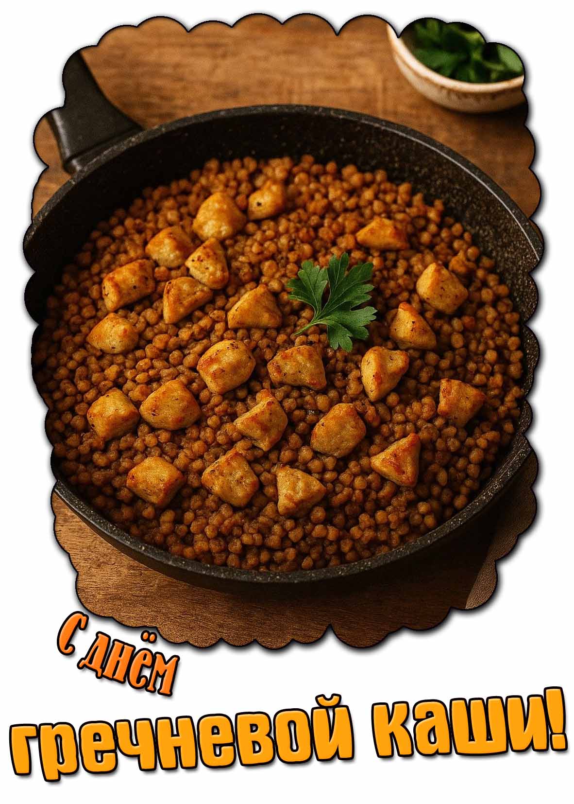 С днём гречневой каши! - красивая открытка