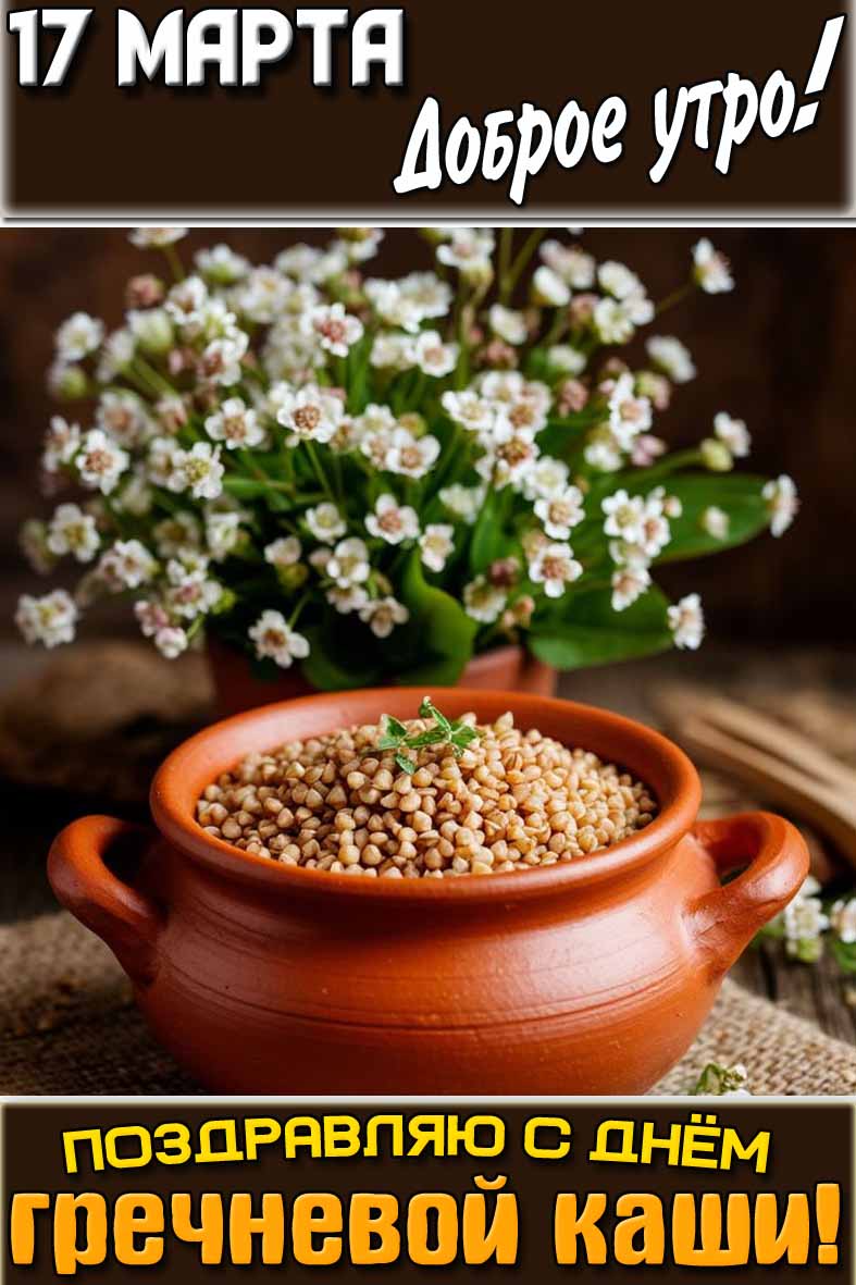 Картинка "17 марта доброе утро! Поздравляю с днём гречневой каши!"