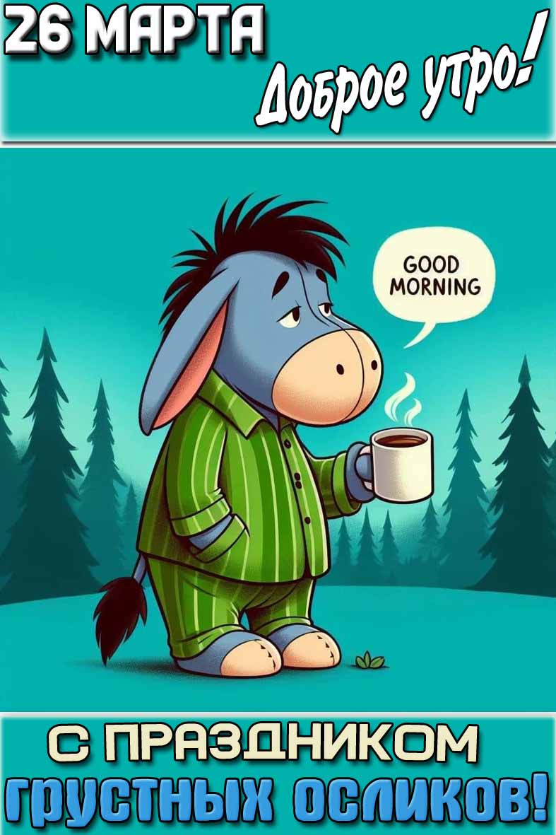 Картинка "26 марта доброе утро! С праздником грустных осликов!"