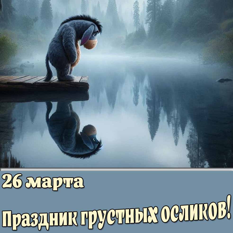 Открытка 26 марта - праздник грустных осликов!