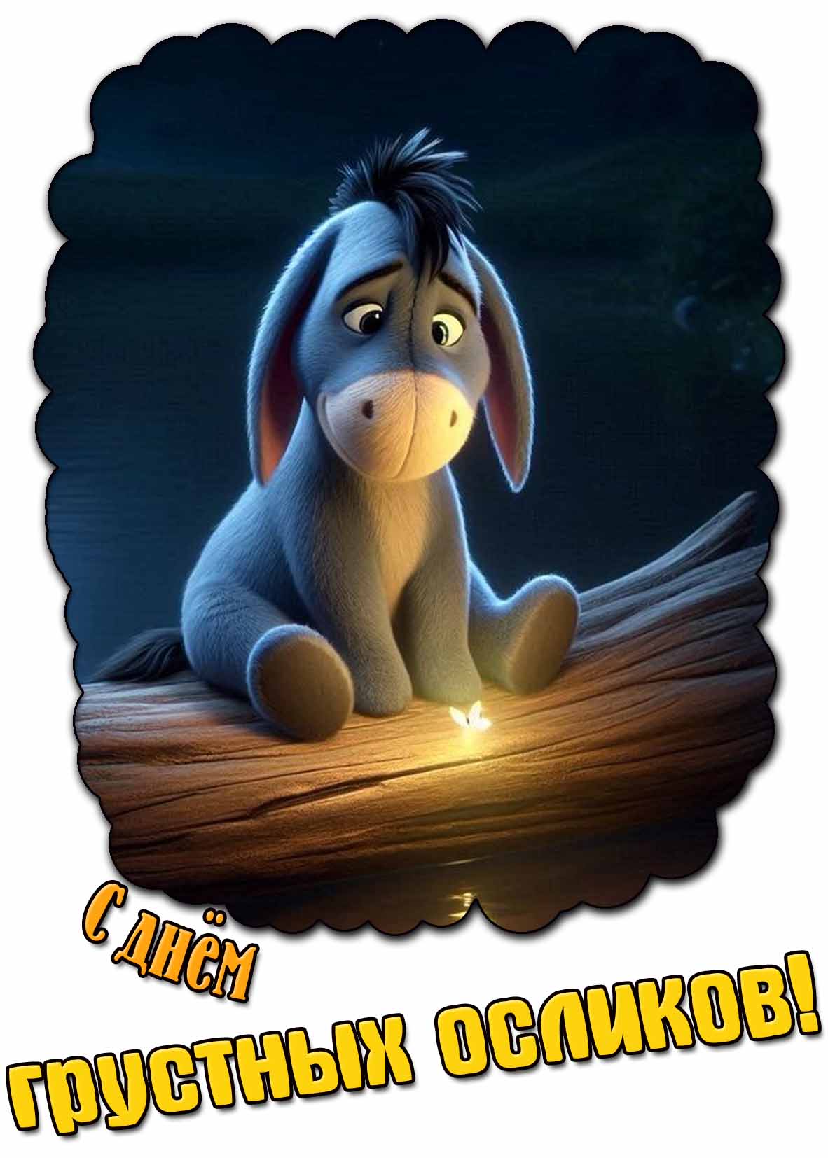 С днём грустных осликов! - мультяшная открытка