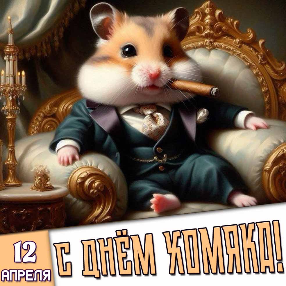 Прикольная картинка 12 апреля - с днём хомяка!
