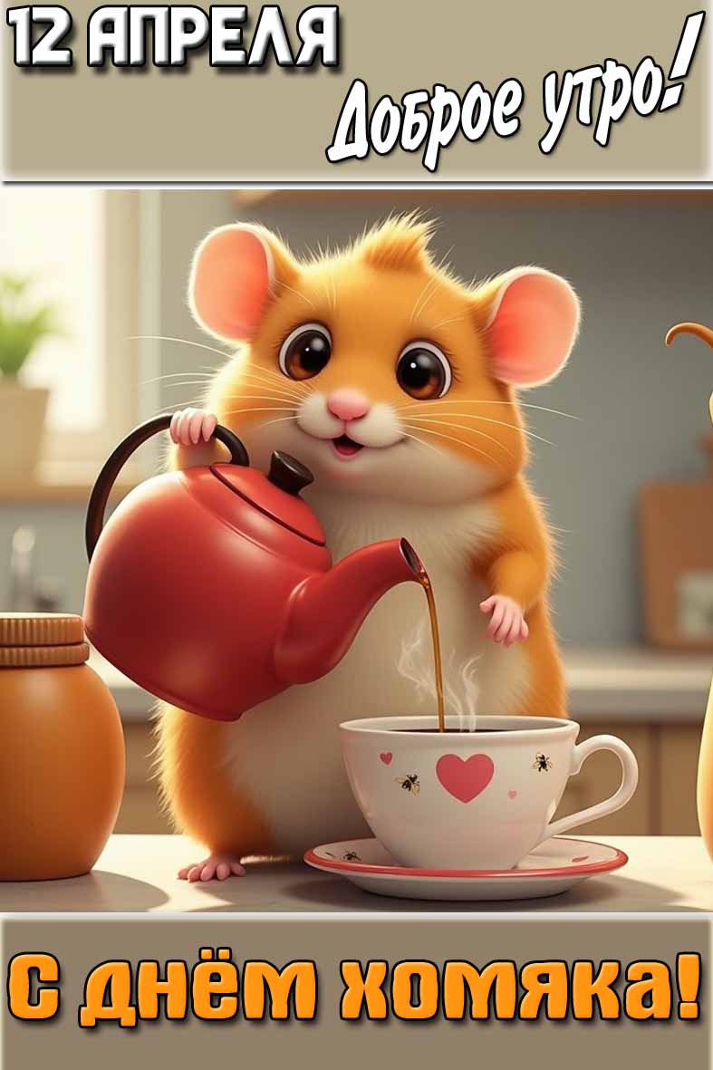 Картинка "12 апреля доброе утро! С днём хомяка!"