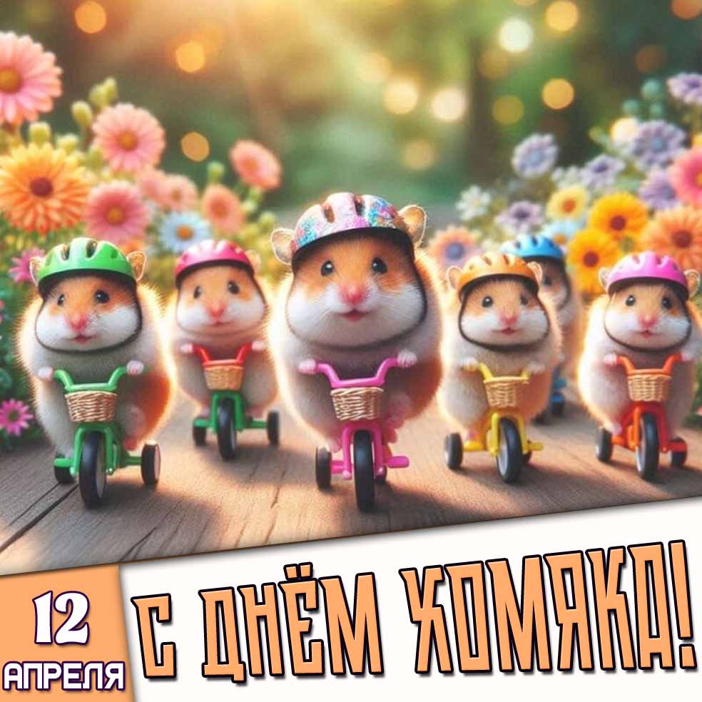Открытка 12 апреля - с днём хомяка!