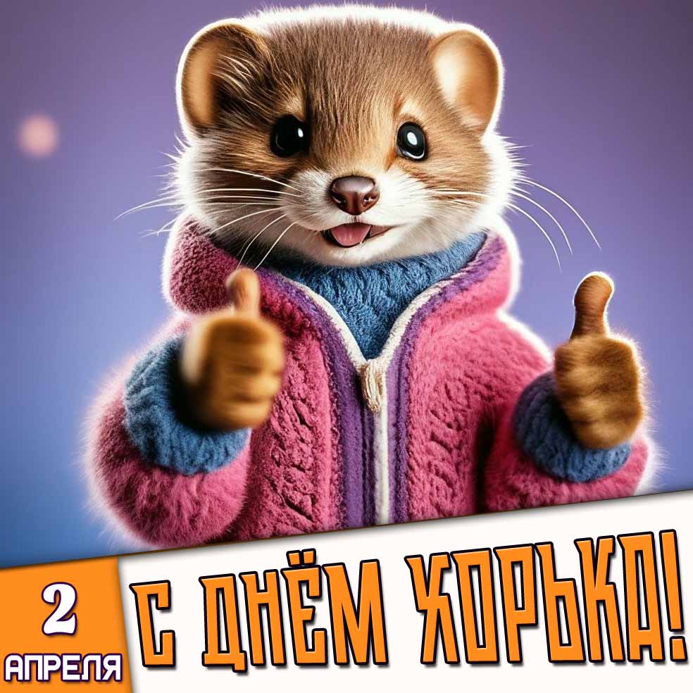 Открытка 2 апреля - с днём хорька!