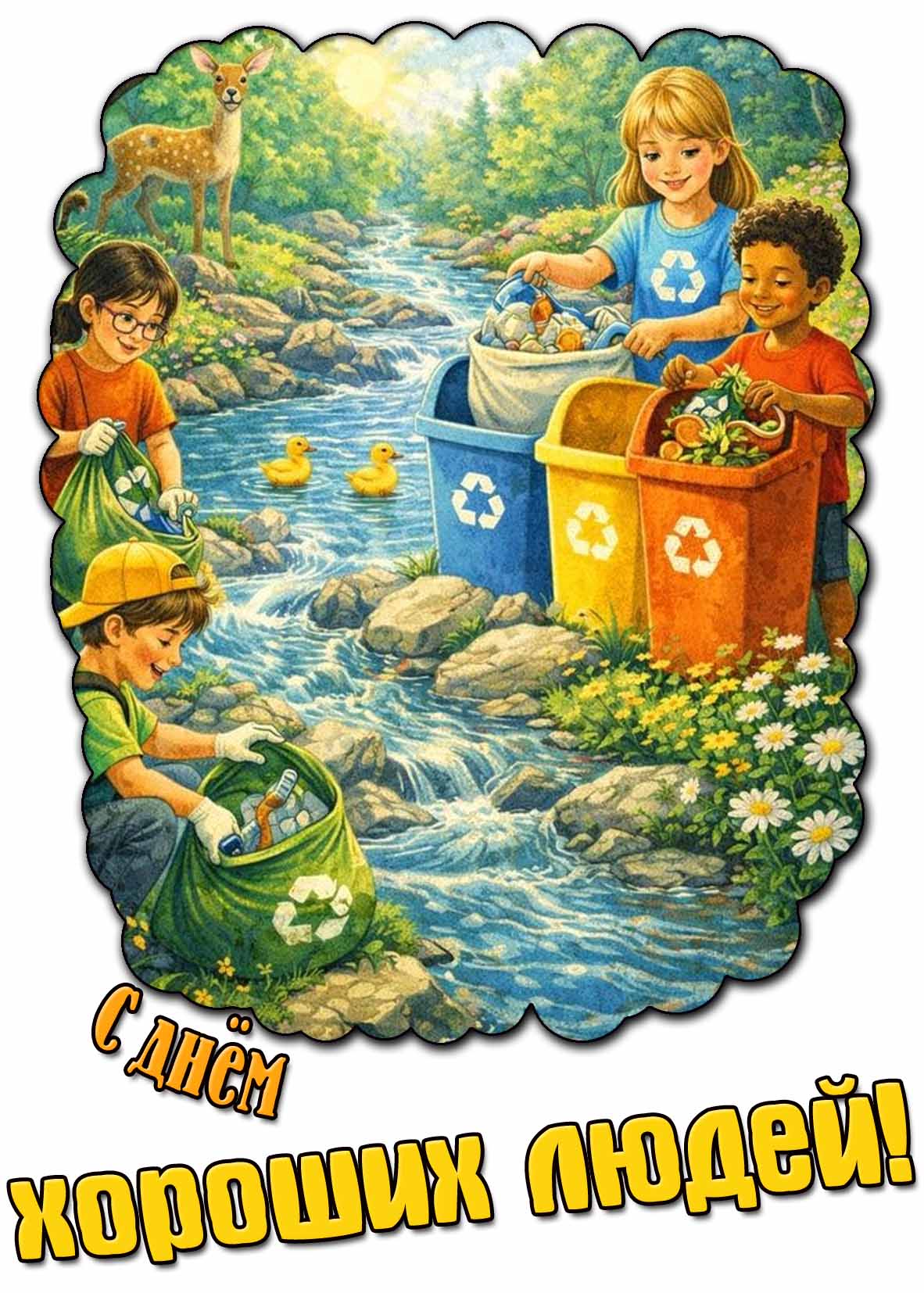 С днём хороших людей! - открытка для детей