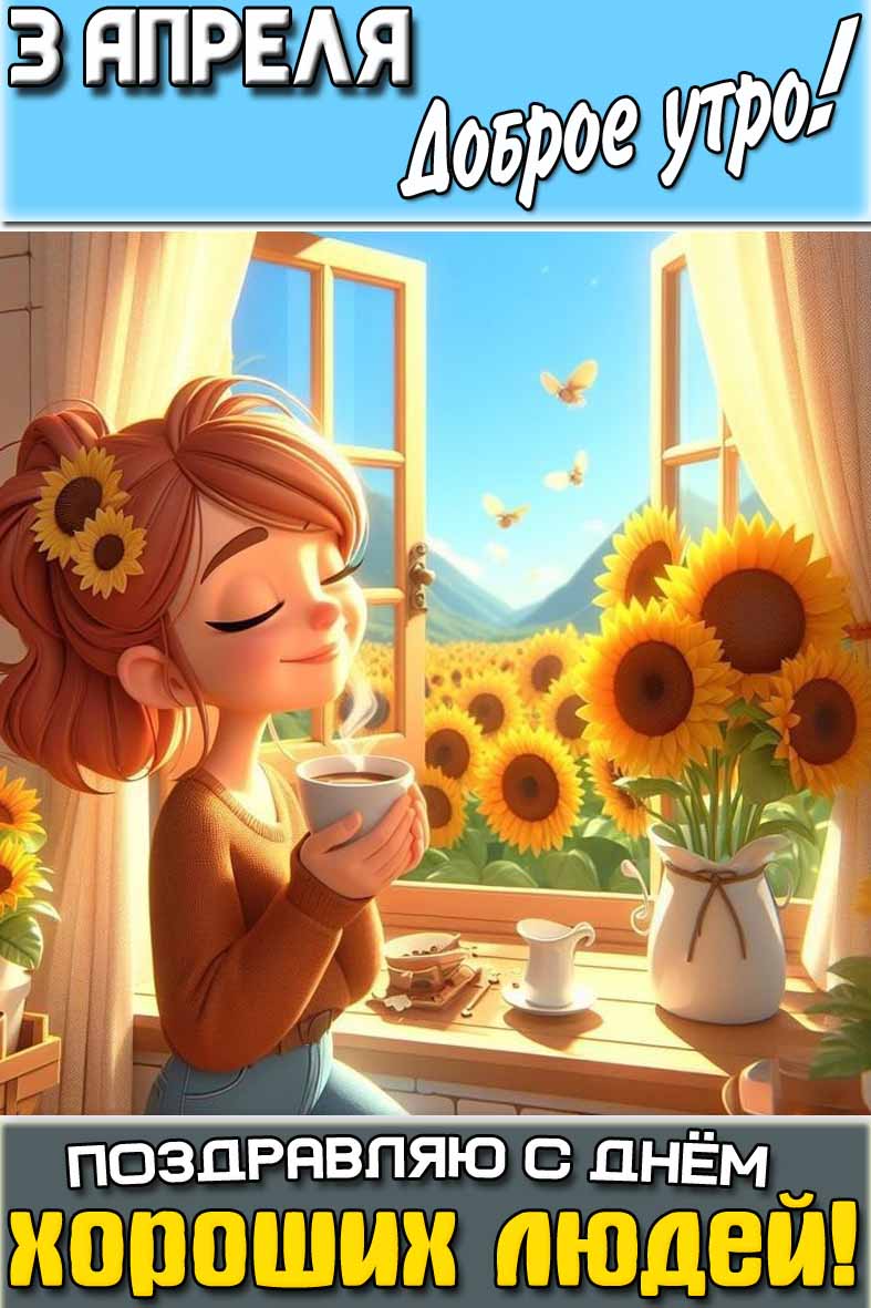 Картинка "3 апреля доброе утро! Поздравляю с днём хороших людей!"