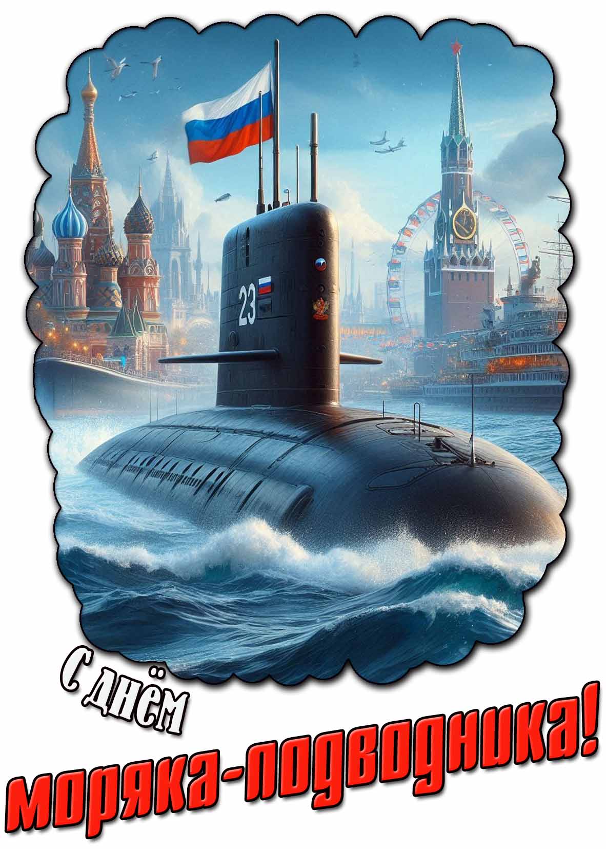 Патриотическая открытка с днём моряка-подводника