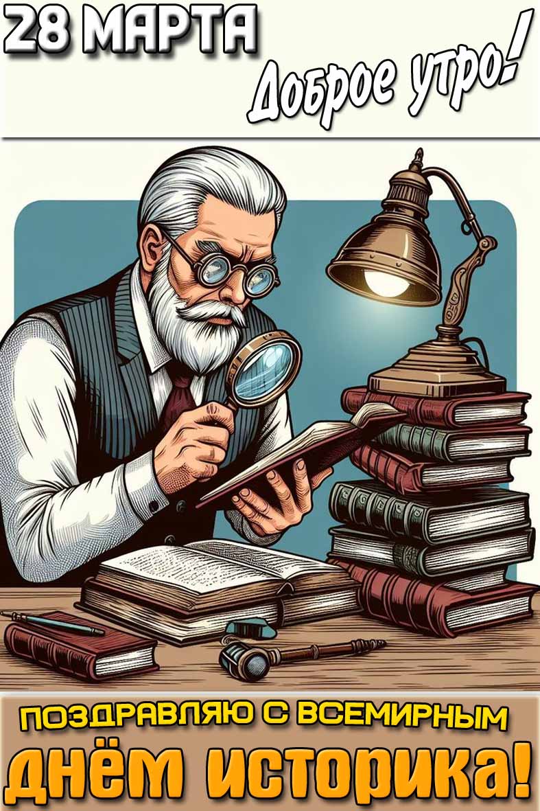 Картинка "28 марта доброе утро! Поздравляю с Всемирным днём историка!"