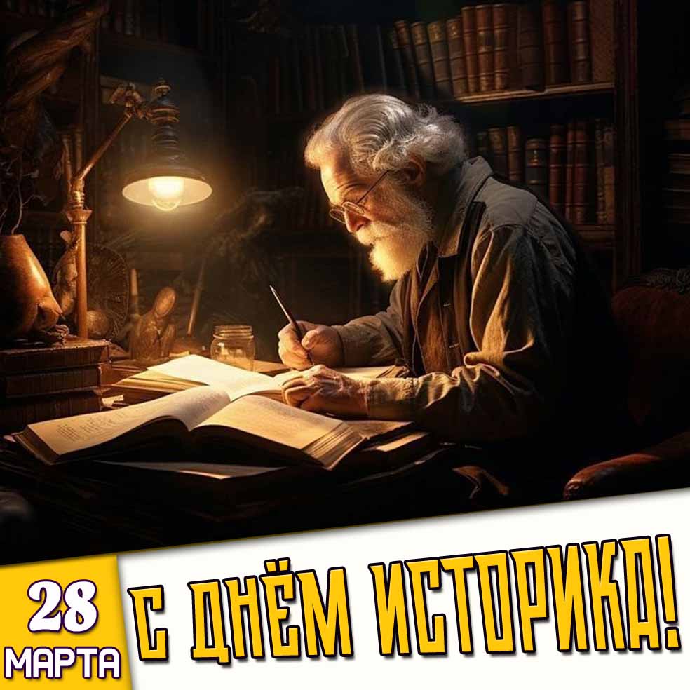 Открытка 28 марта - с днём историка!