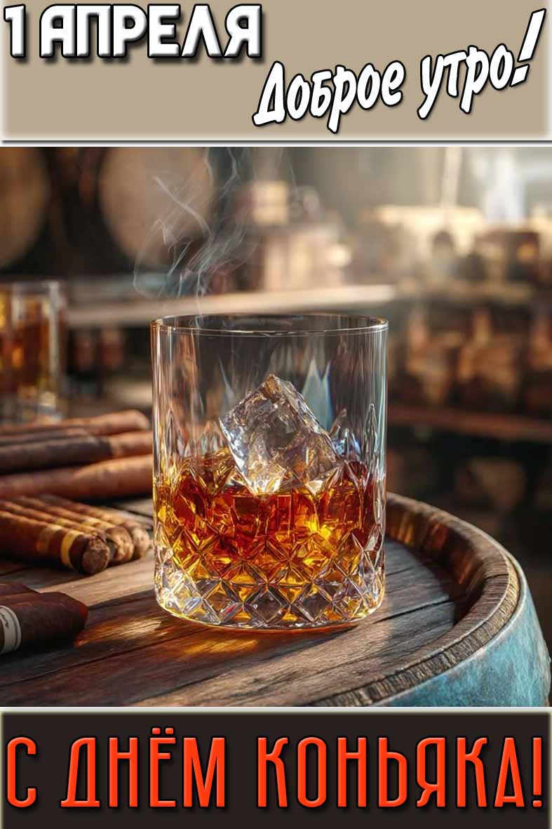 Картинка "1 апреля доброе утро! С днём коньяка!"