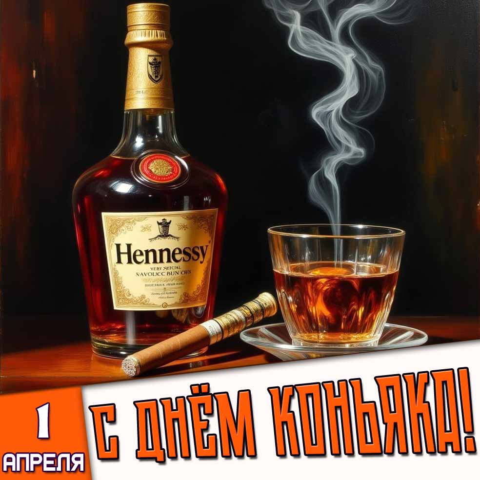 Открытка 1 апреля - с днём коньяка!