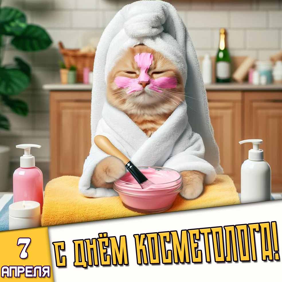 Прикольная открытка 7 апреля - с днём косметолога!