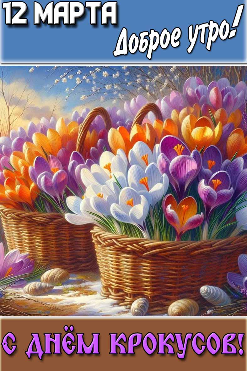 Картинка "12 марта доброе утро! С днём крокусов!"