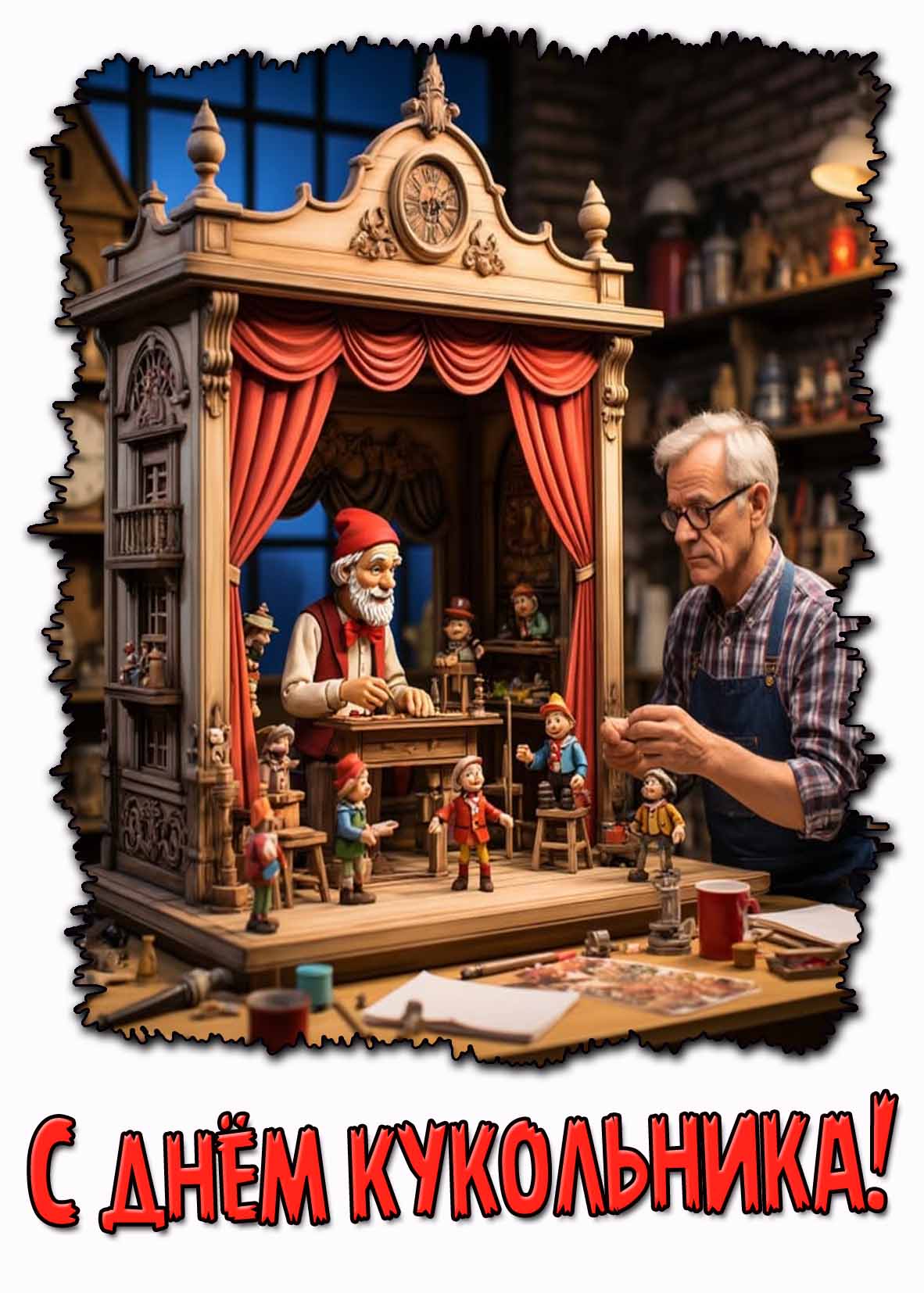 Открытка с днём кукольника