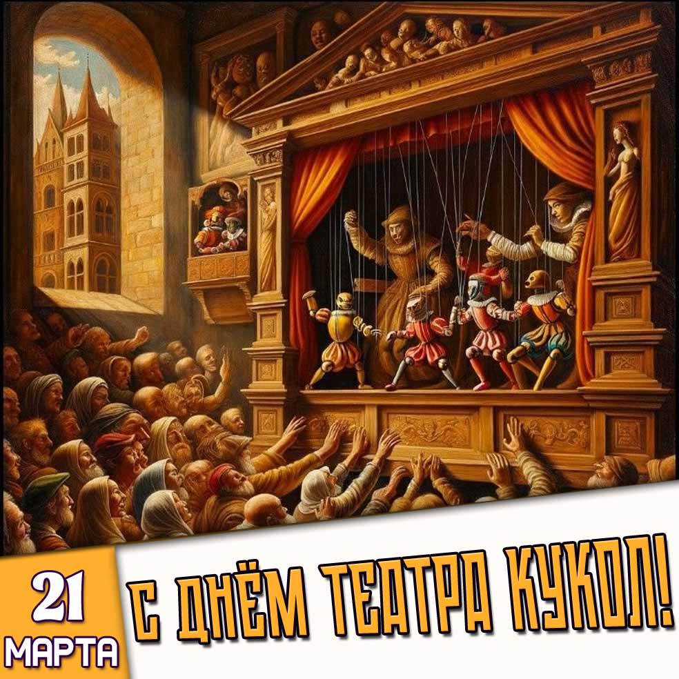 Открытка 21 марта - с днём театра кукол!