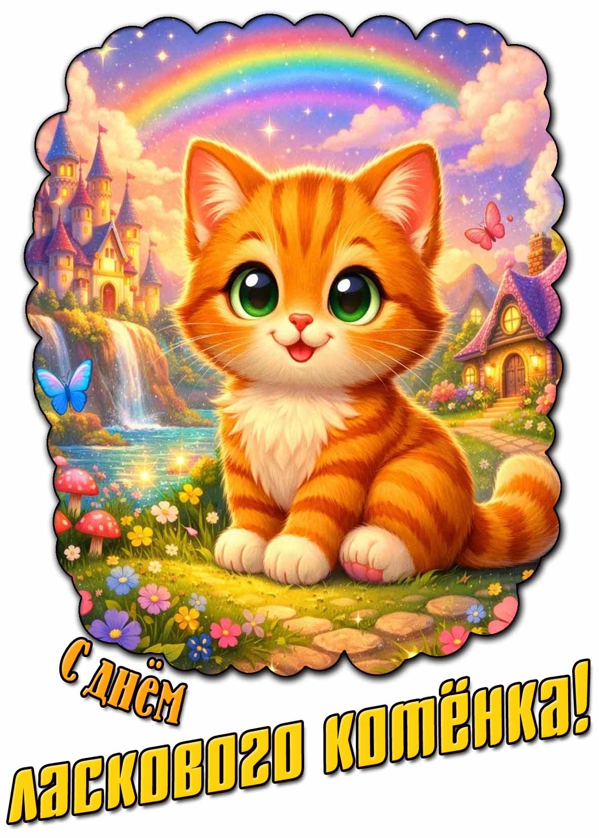 Открытка с днём ласкового котёнка