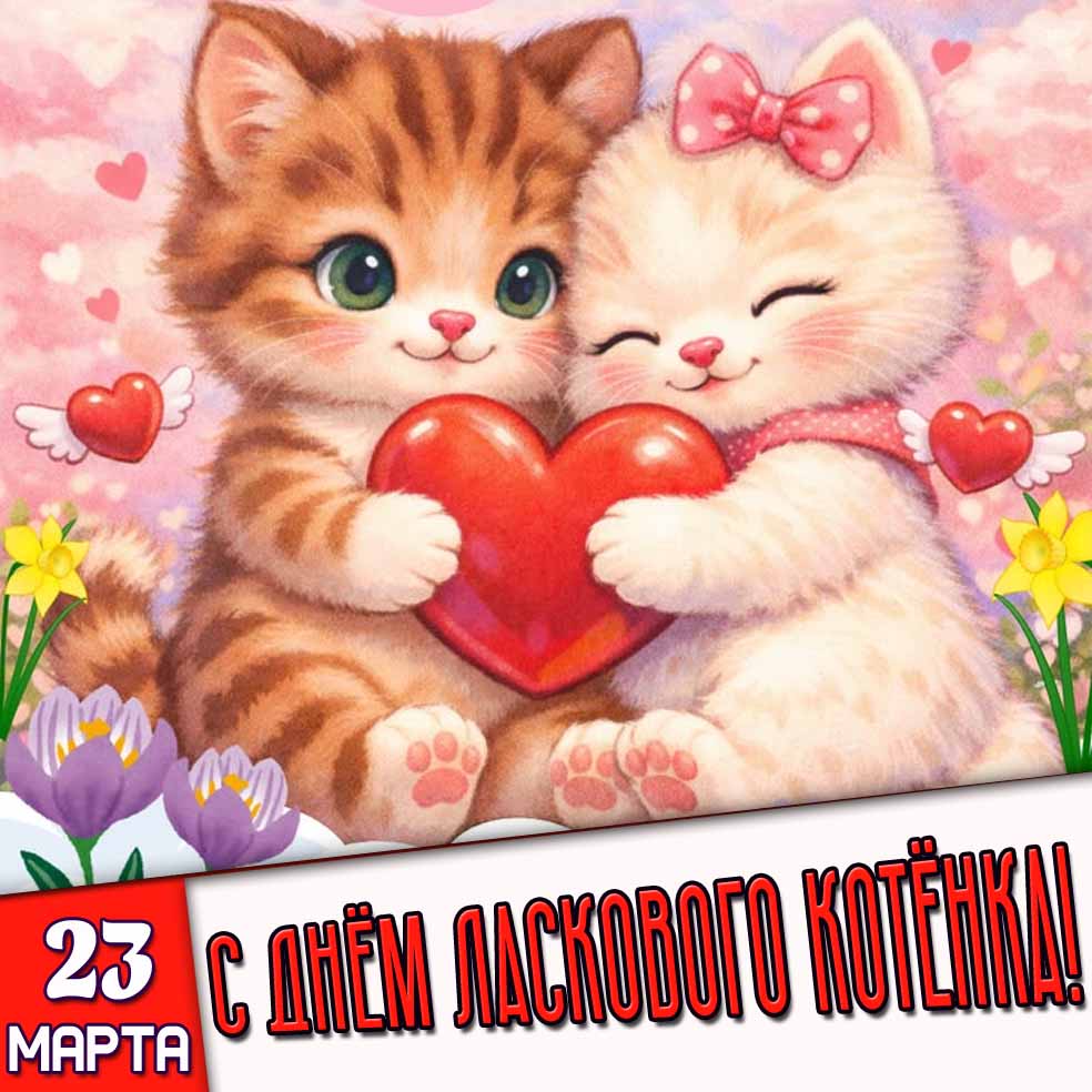 Открытка 23 марта - с днём ласкового котёнка!