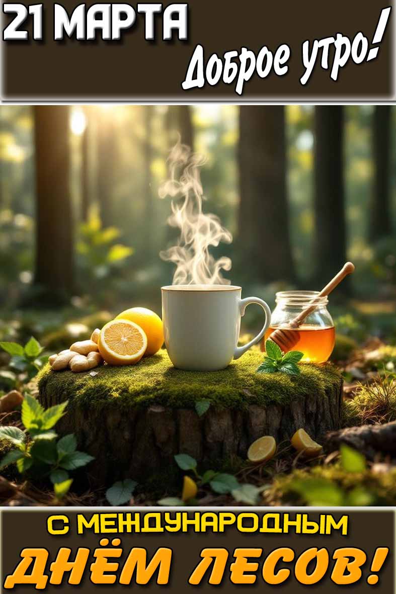 Открытка "21 марта доброе утро! С Международным днём лесов!"