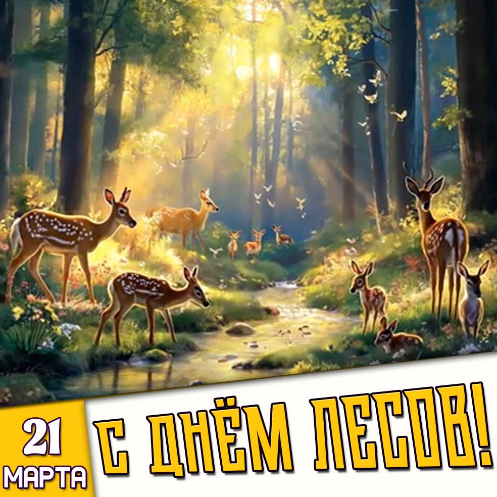 Открытка 21 марта - с днём лесов!