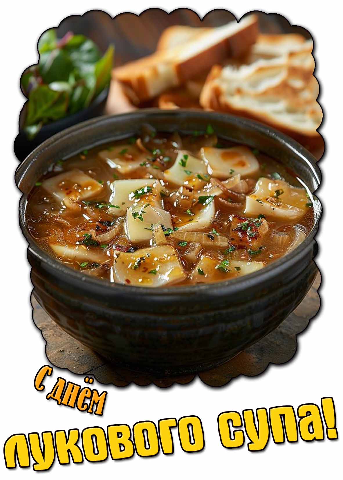 С днём лукового супа! - красивая открытка