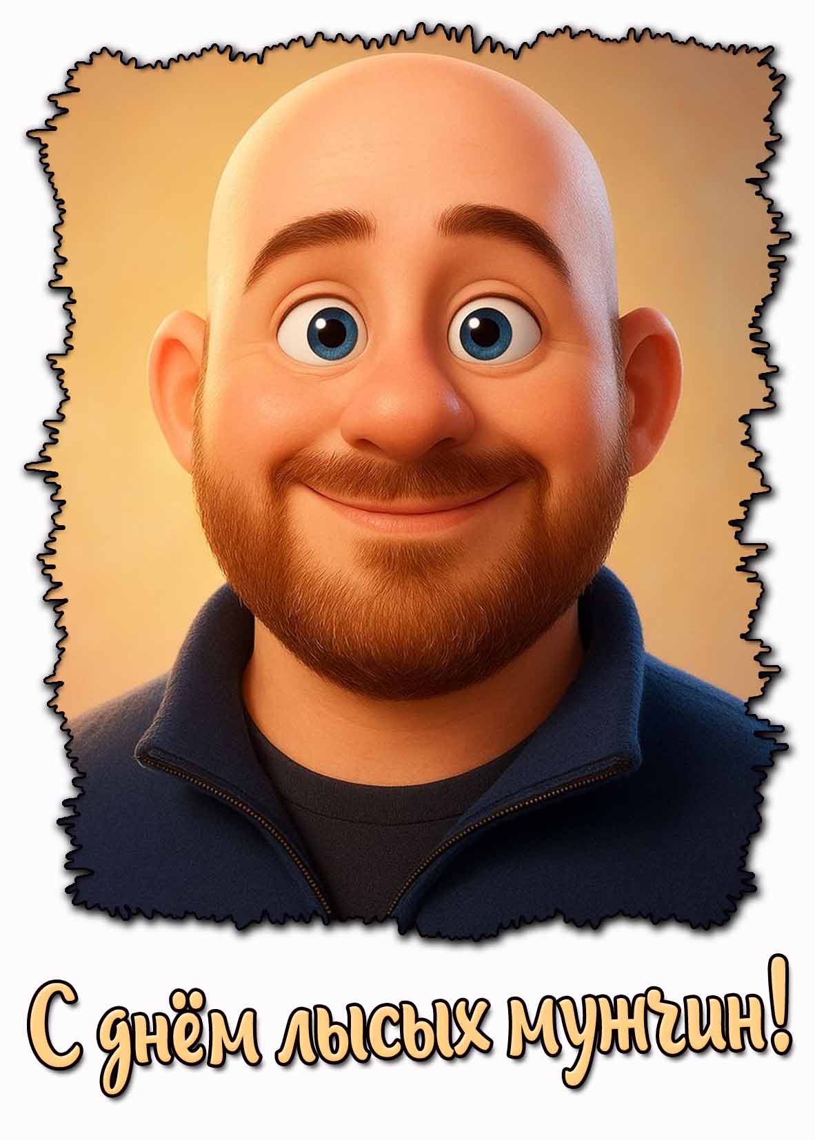Мультяшная картинка с днём лысых мужчин