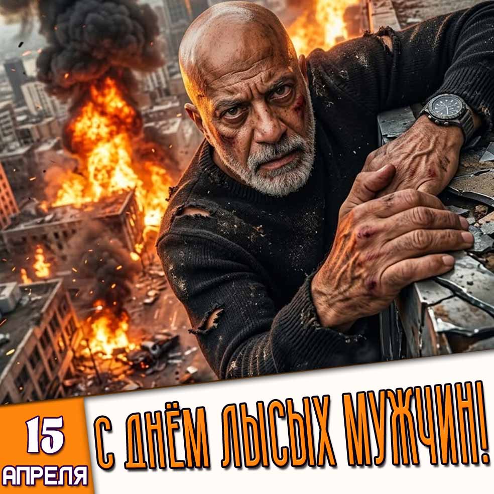 Открытка 15 апреля - с днём лысых мужчин!