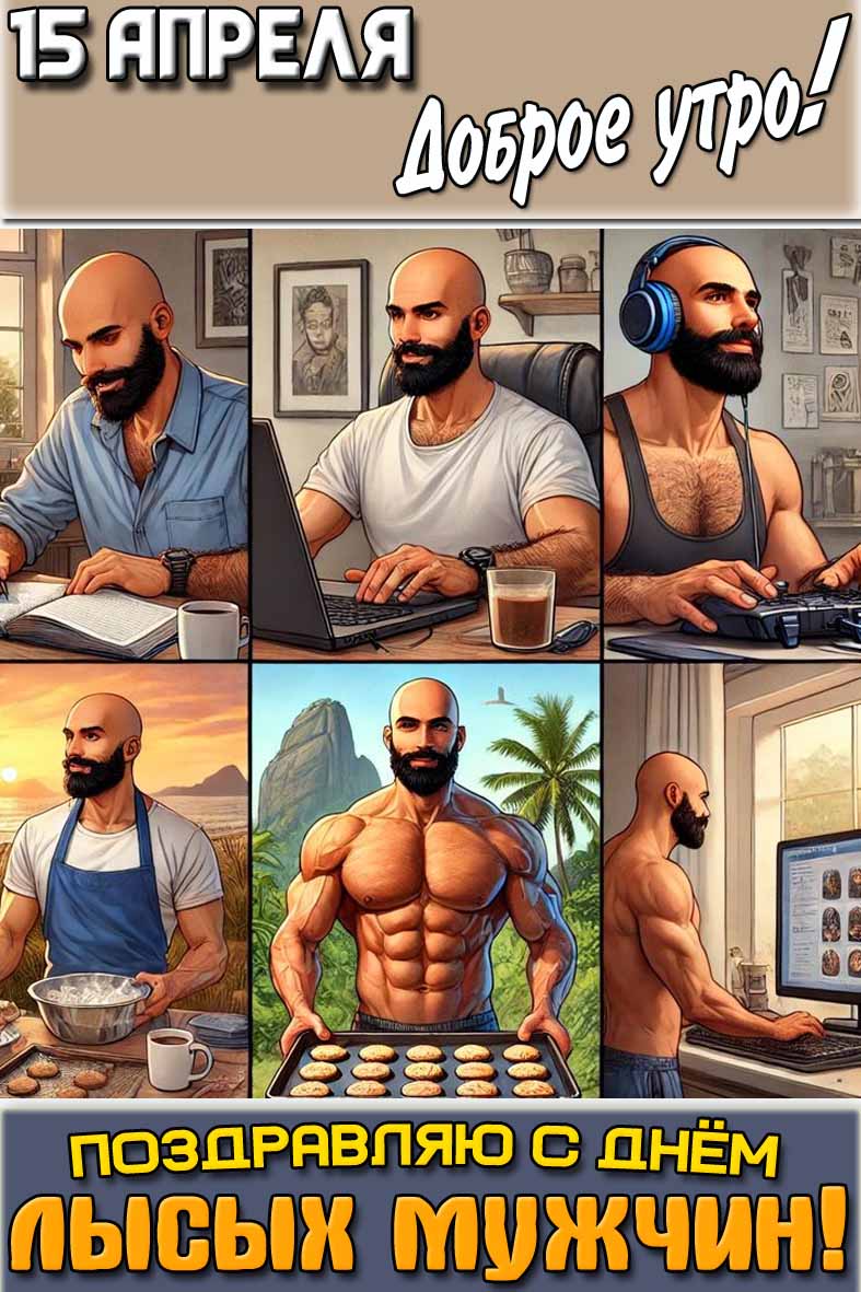 Картинка "15 апреля доброе утро! Поздравляю с днём лысых мужчин!"