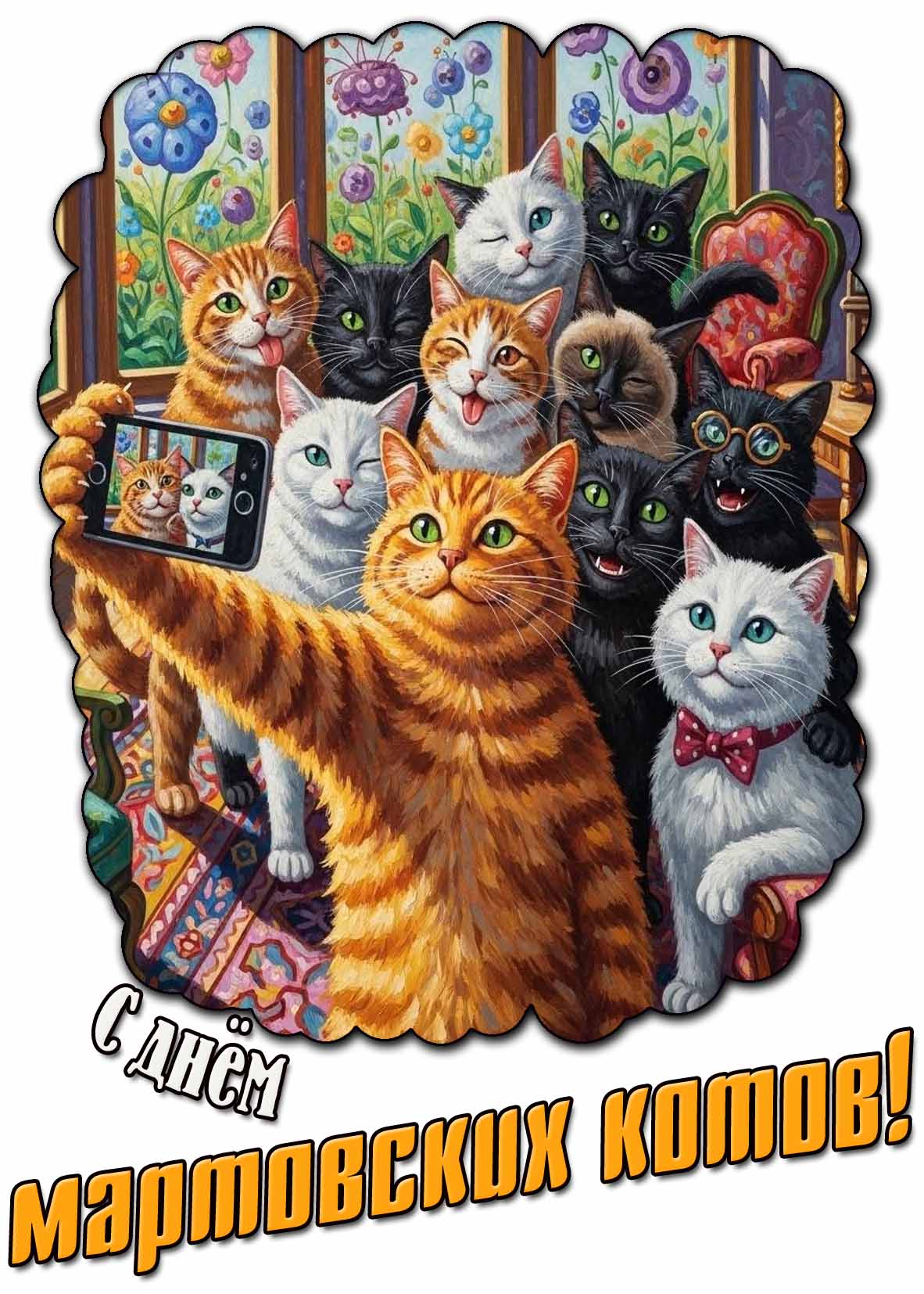 Прикольная открытка с днём мартовских котов