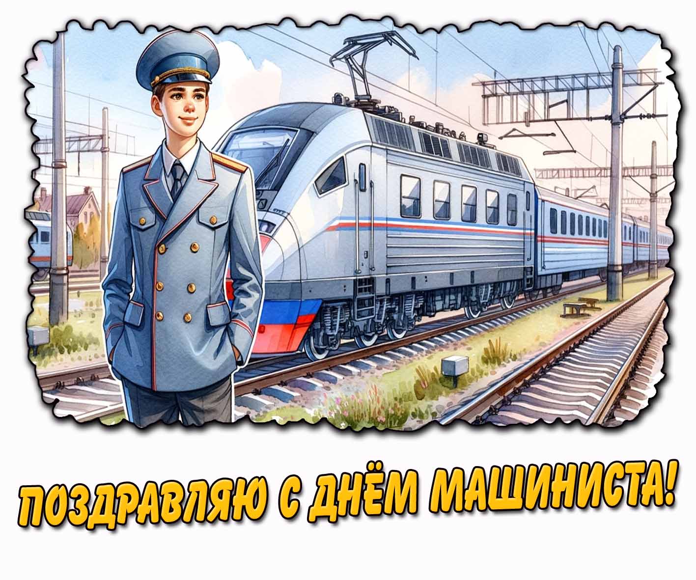 Поздравляю с днём машиниста! - красивая открытка