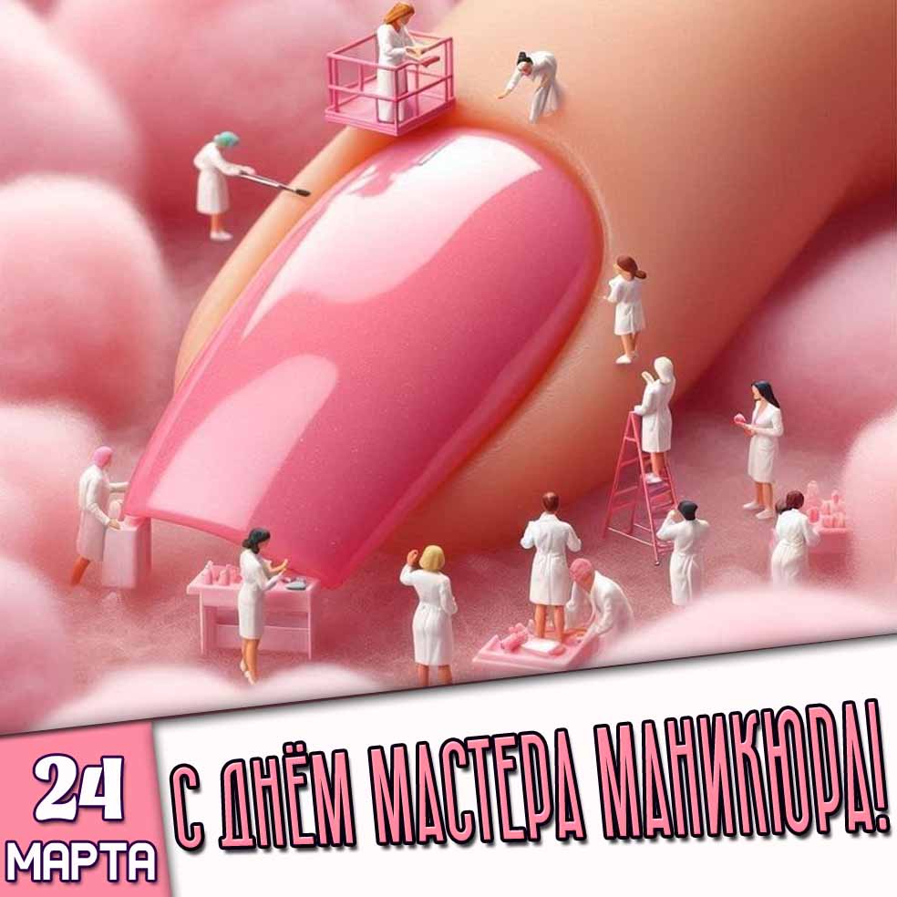 Открытка 24 марта - с днём мастера маникюра!