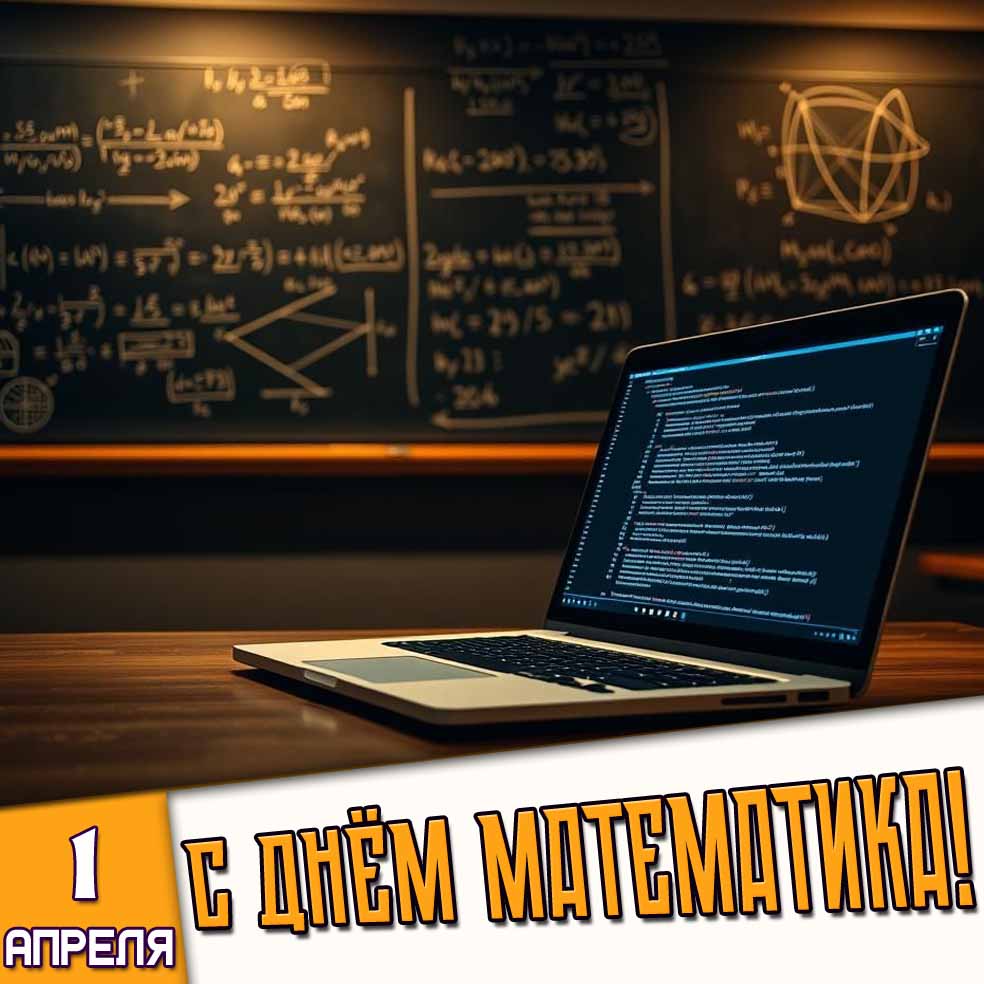 Открытка 1 апреля - с днём математика!