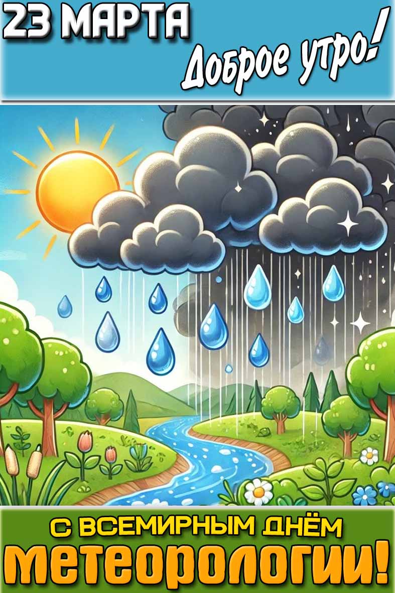 Открытка "23 марта доброе утро! С Всемирным днём метеорологии!"
