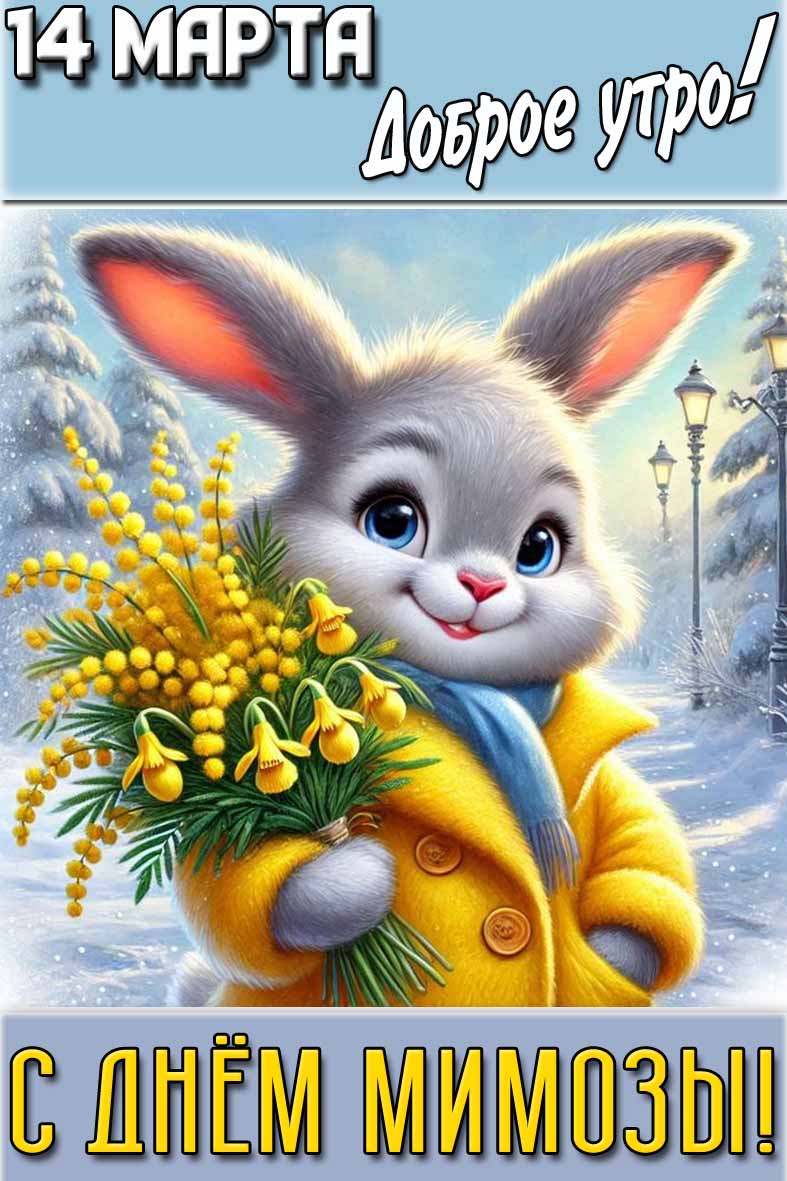 Картинка "14 марта доброе утро! С днём мимозы!"