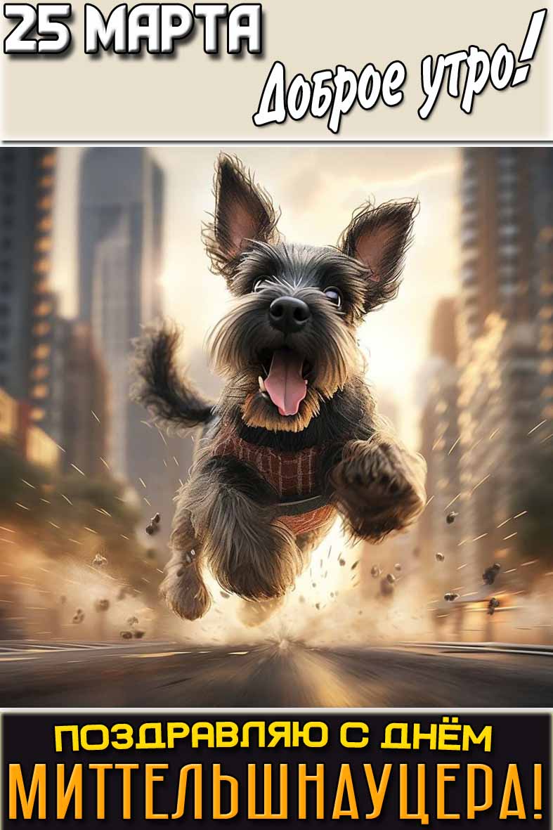 Картинка "25 марта доброе утро! Поздравляю с днём миттельшнауцера!"