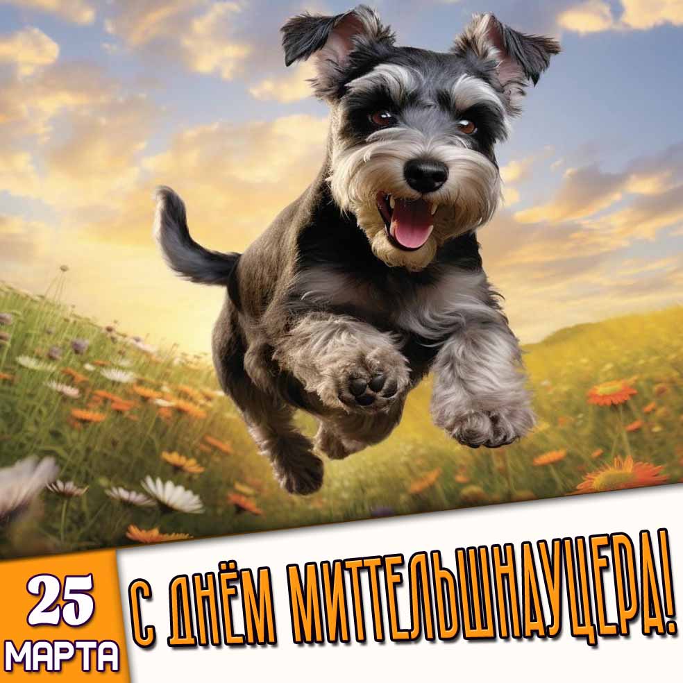 Открытка 25 марта - с днём миттельшнауцера!